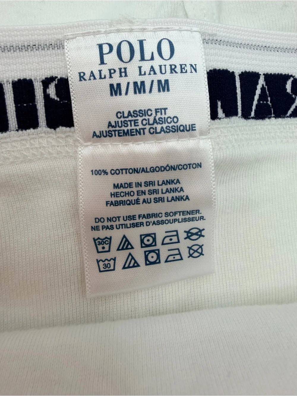 Polo Ralph Lauren White Briefs with Branded Waistband - 2 Pack Size Medium